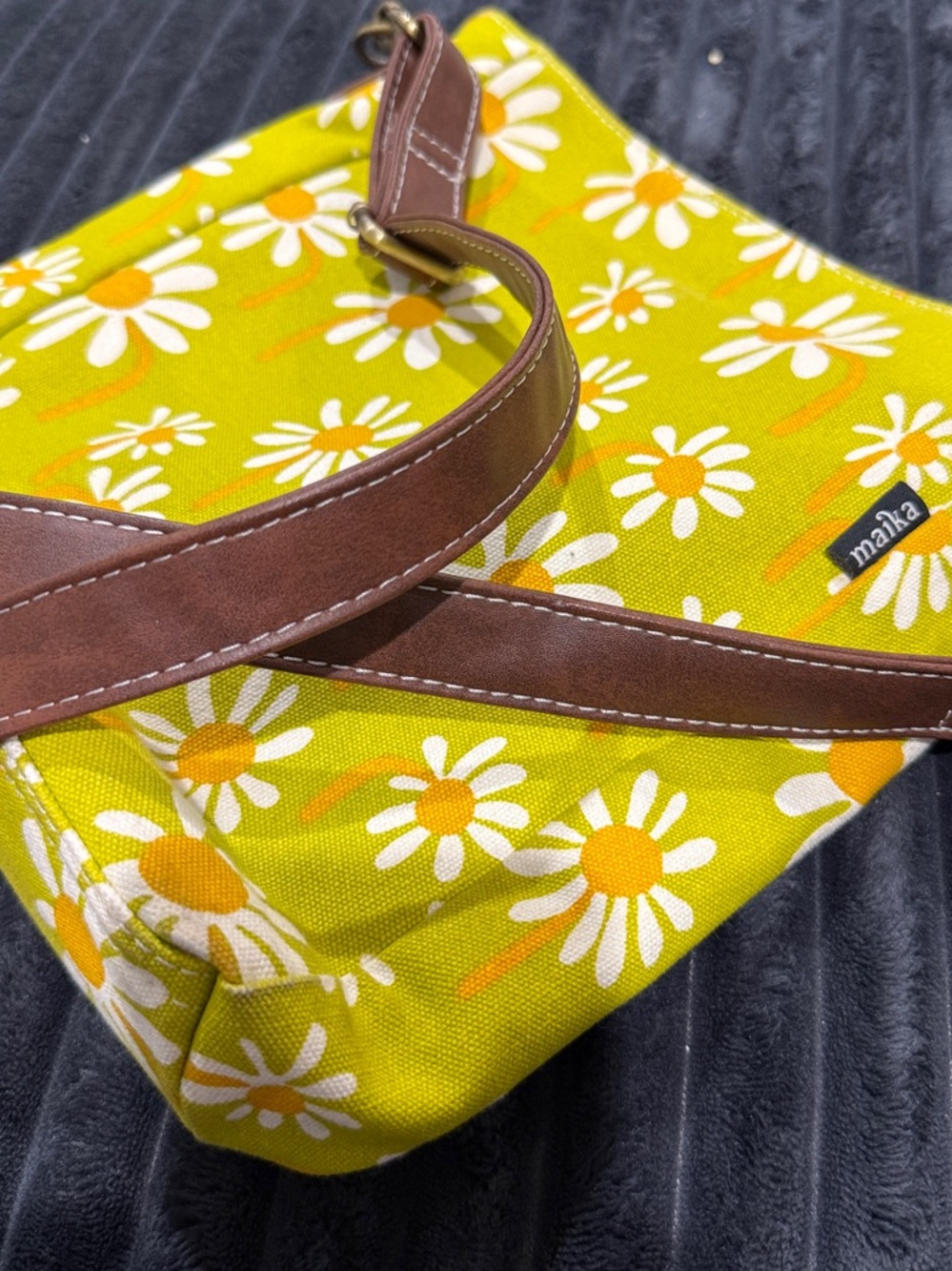 Maika Yellow Daisy Crossbody with Brown Strap